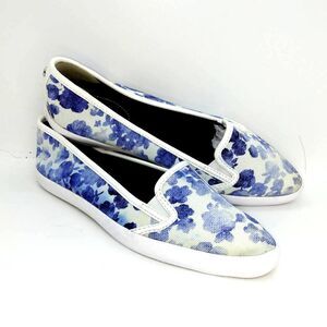 Michael Kors Designer Womens Pre-owned White w/Purple Floral Slip-ons- sz. 7 1/2